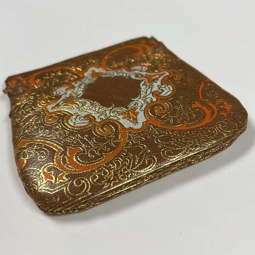 Vintage Leather Italian Snap Frame Credit Card Holder Wallet